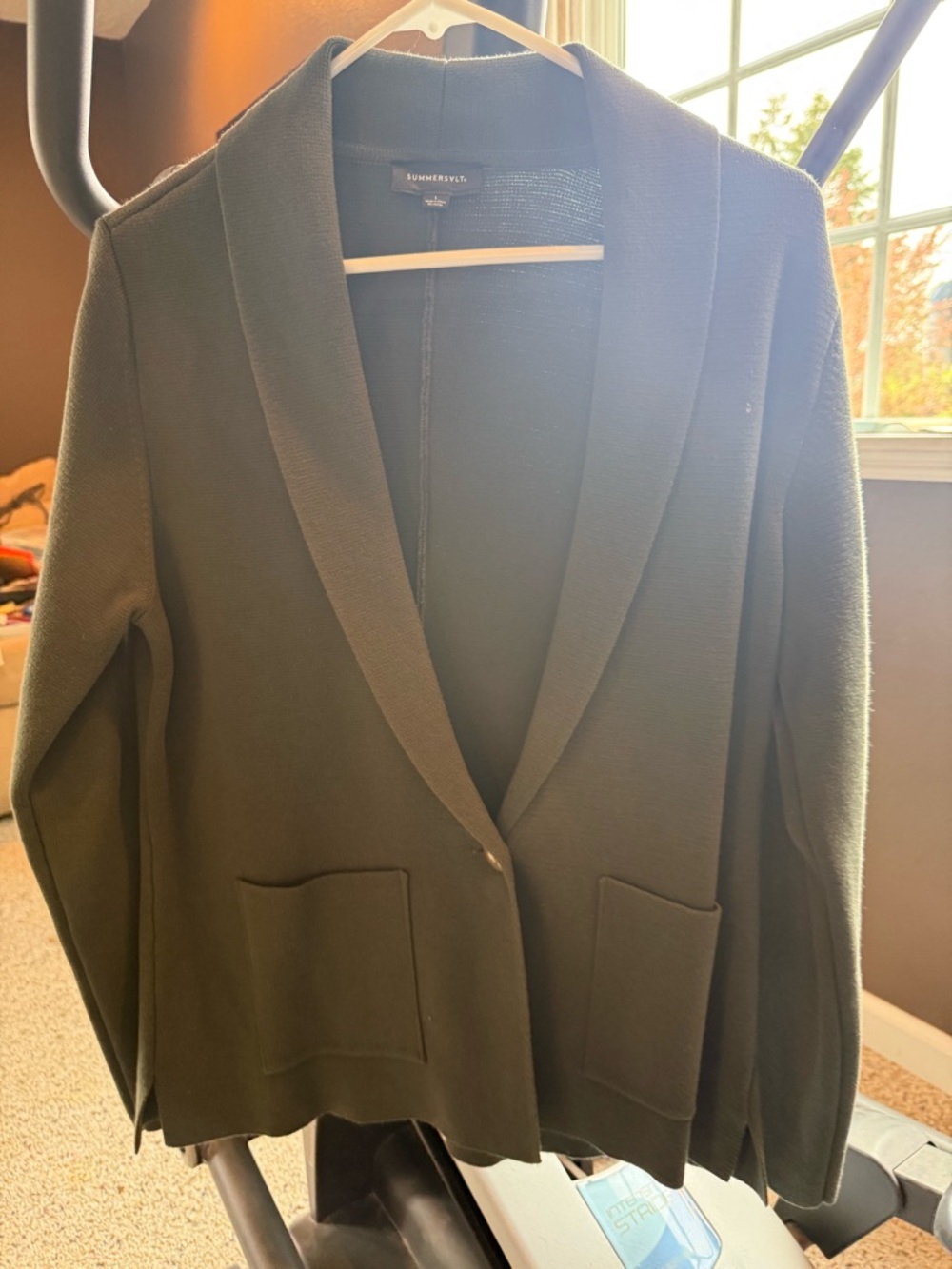 summersalt Olive Green Open-Front Knit Blazer